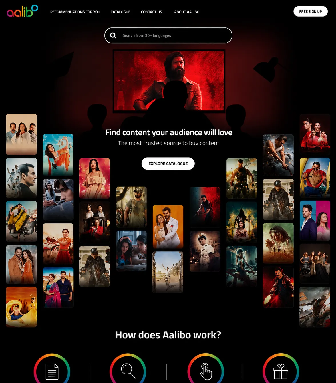 Aalibo landing page: 'Find content your audience will love'